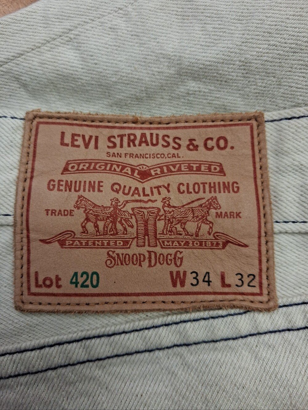 Levi’s X Snoop Dogg Lot 420 Jeans Purple Tab Button Fly 34x32 Bovine Patch